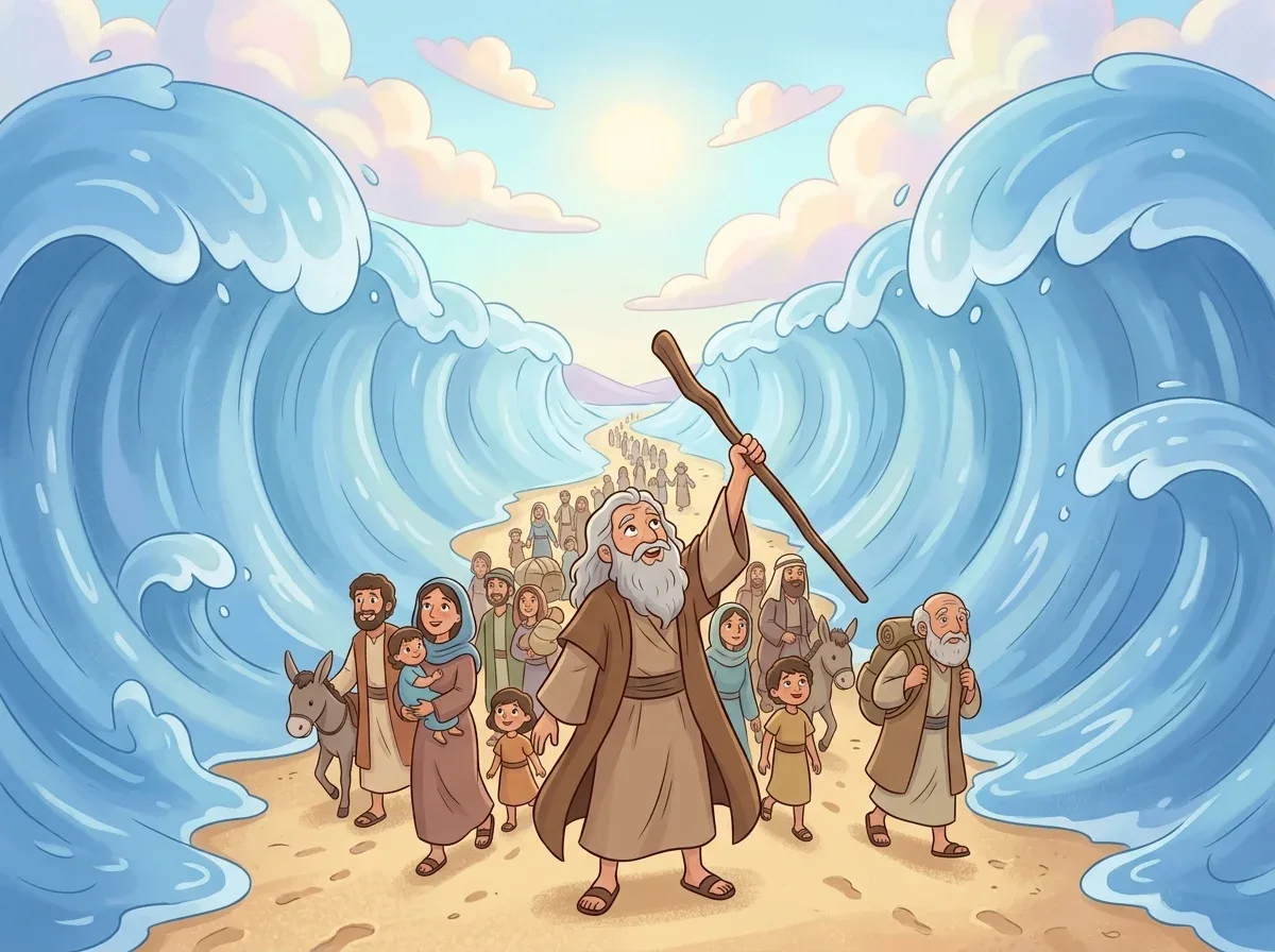 Desenho bíblico para colorir: Moisés e o Mar Vermelho